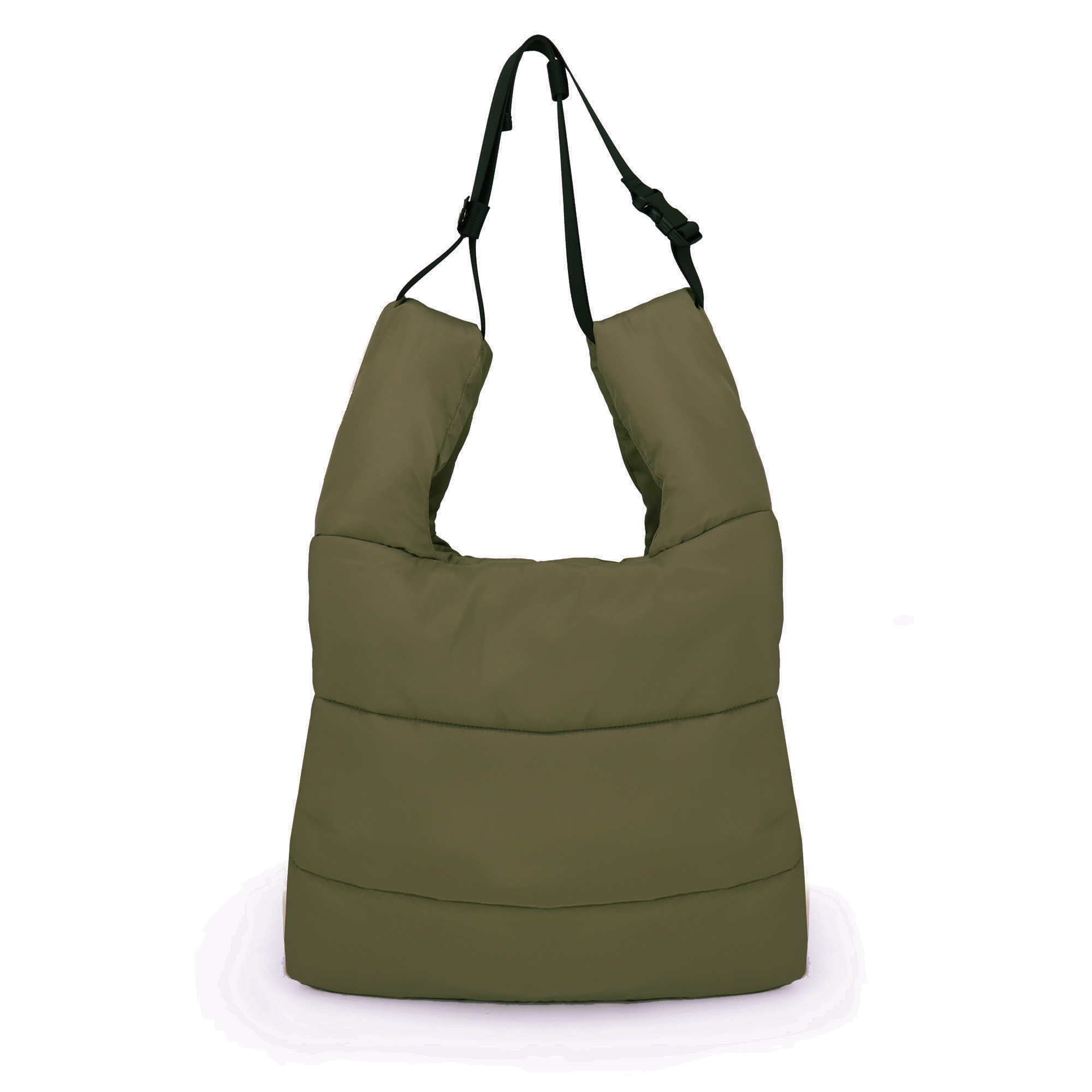 ZURI große puffy crossbody Nylonbeutel light olive